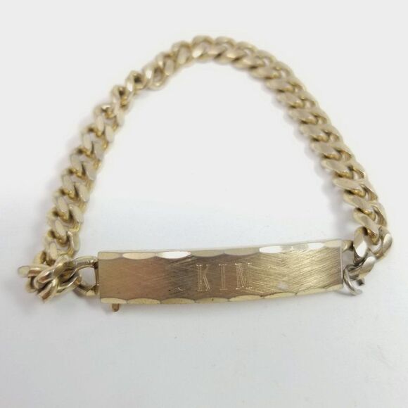 Vintage Speidel KIM ID Name Engraved Chain Bracelet, Gold Tone, Made in USA - Picture 7 of 7